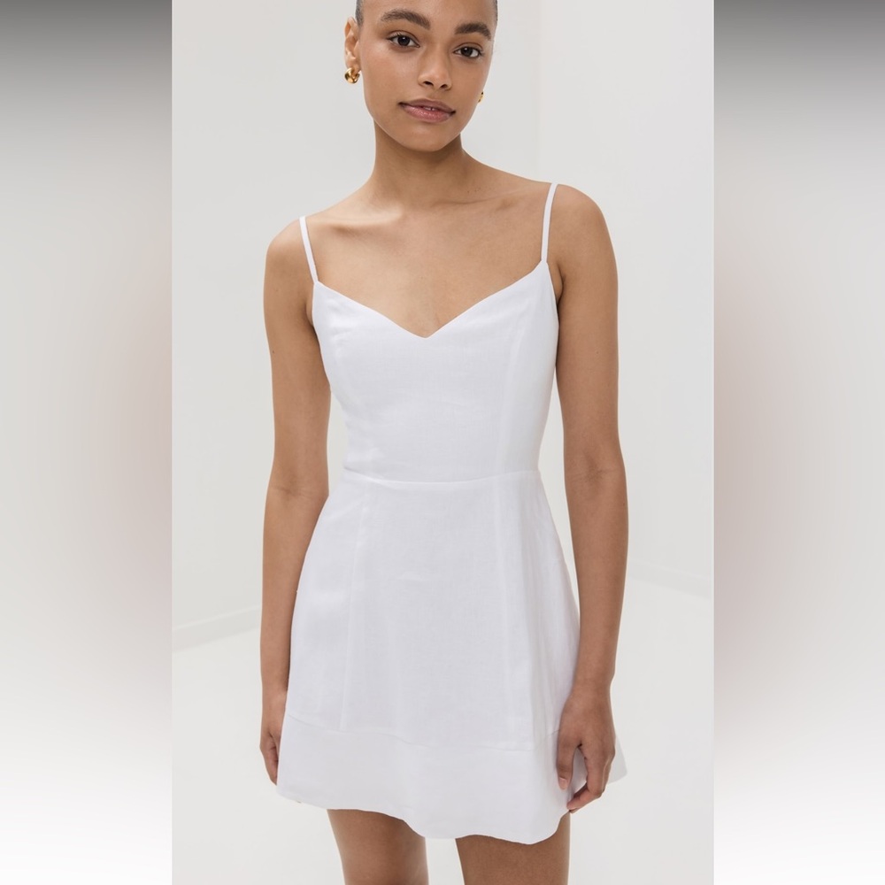 Reformation White Mini Linen Dress